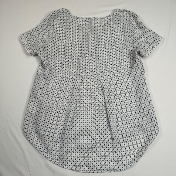 Pleione Nordstrom Short Sleeve Blouse Womens Size XSP White Blue Print - Picture 2 of 7